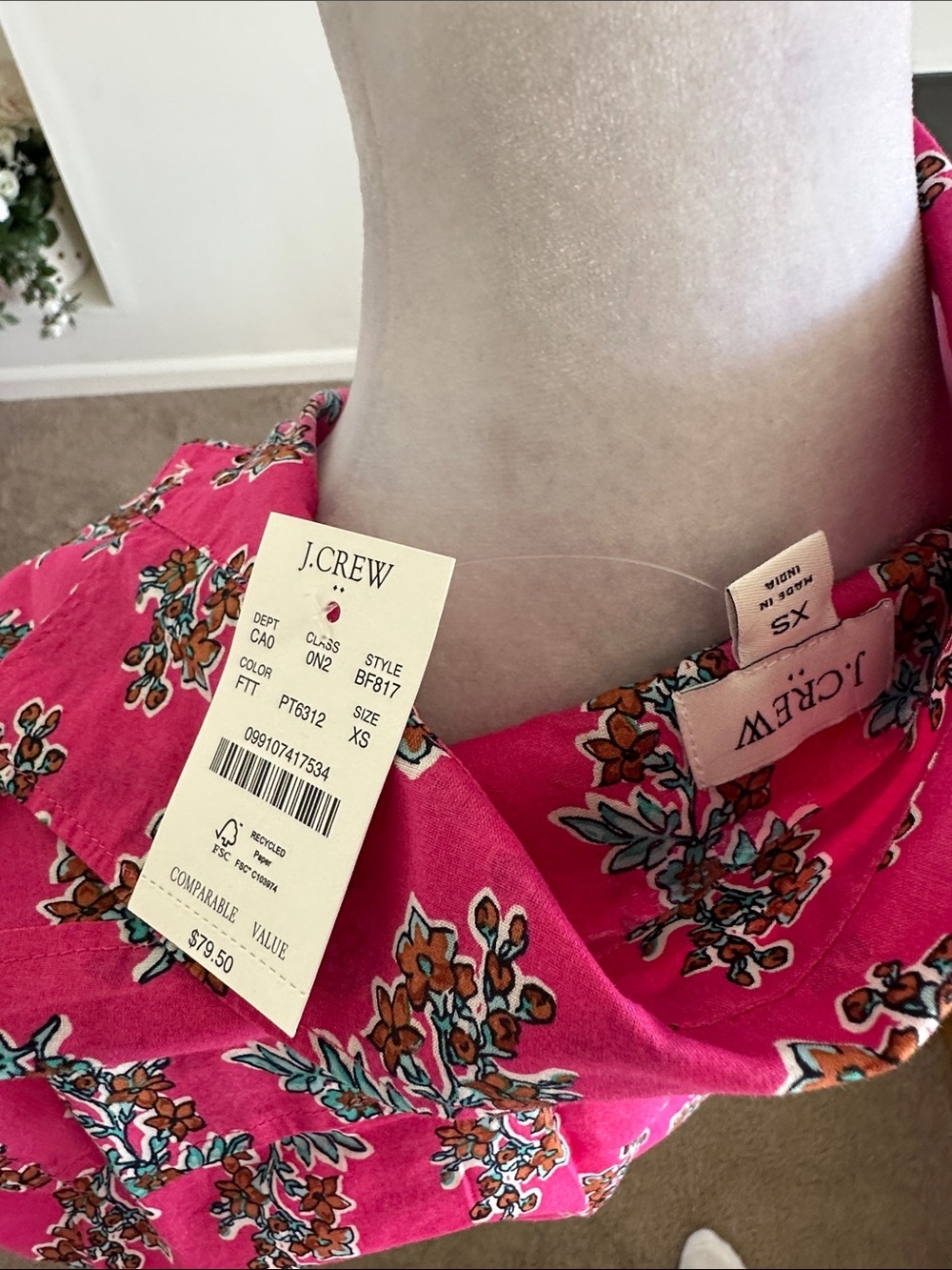 J. Crew Pink Floral Button-Down Shirt - Picture 6 of 7